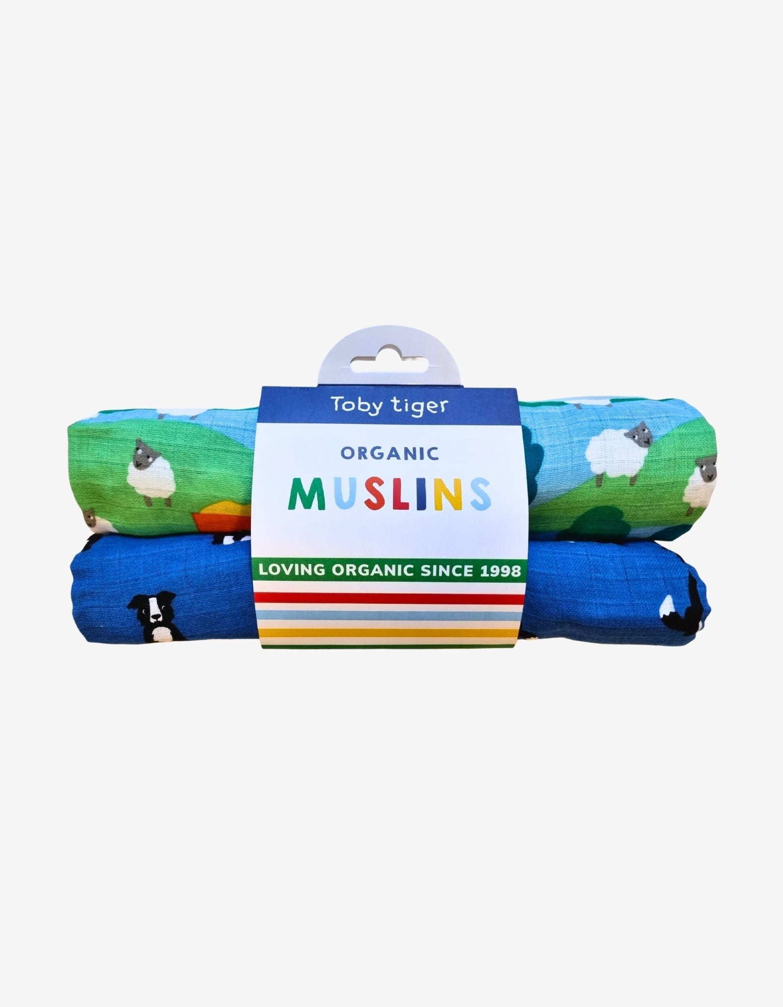 Organic Farm Print Muslin 2-Pack - Toby Tiger