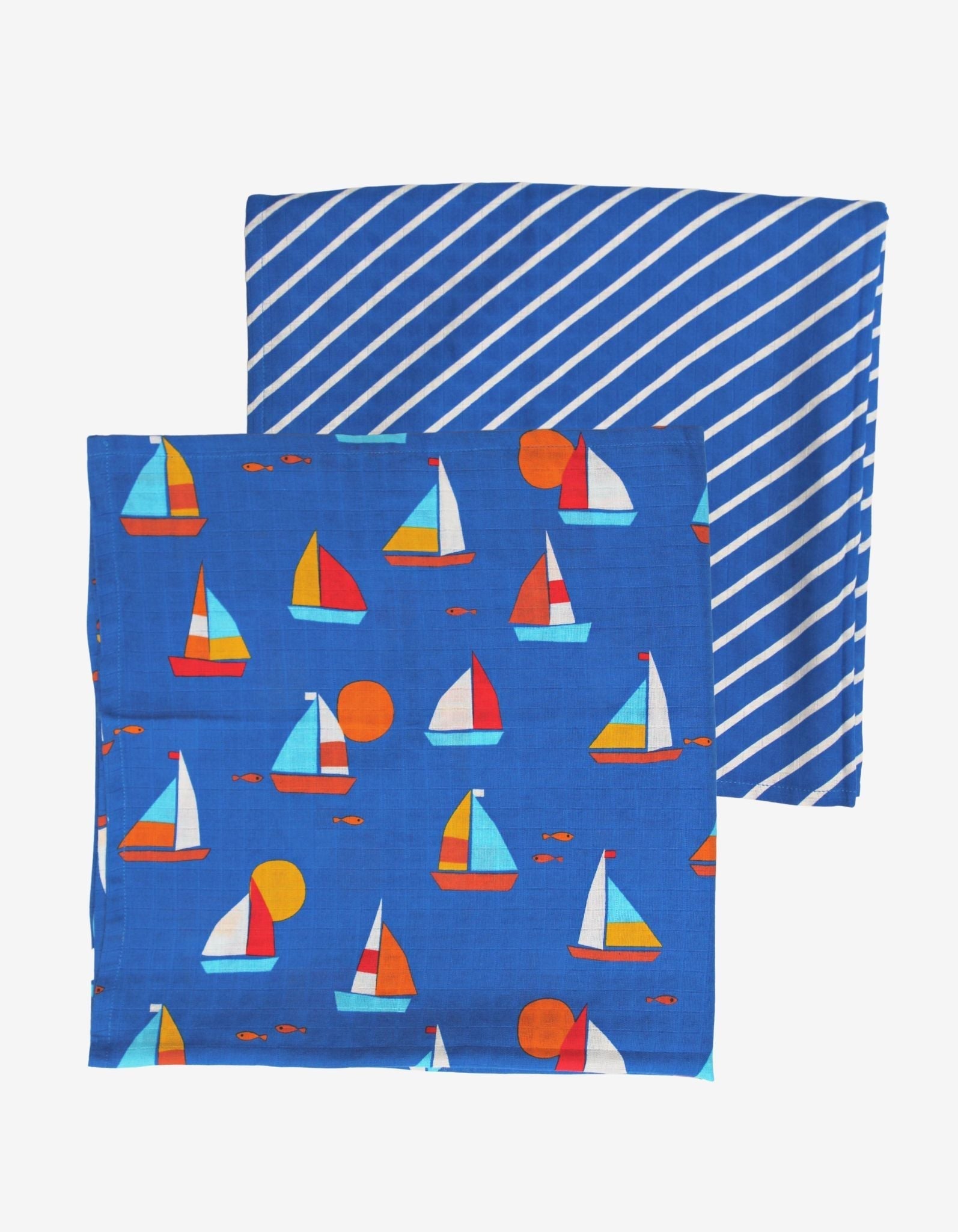 Organic Sailboat Print Muslin 2 - Pack - Toby Tiger