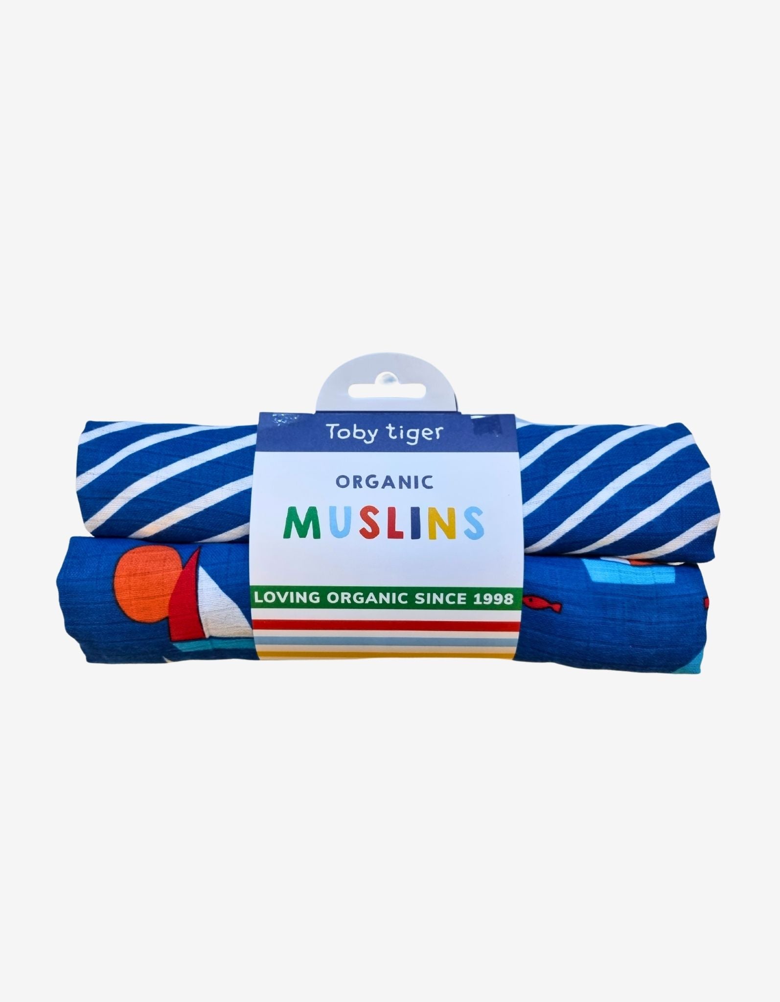 Organic Sailboat Print Muslin 2 - Pack - Toby Tiger