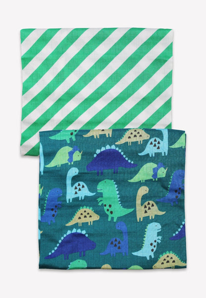 Organic Tonal Dinosaur Muslin 2-Pack | organic baby sleepwear UK — KIDDYKIND