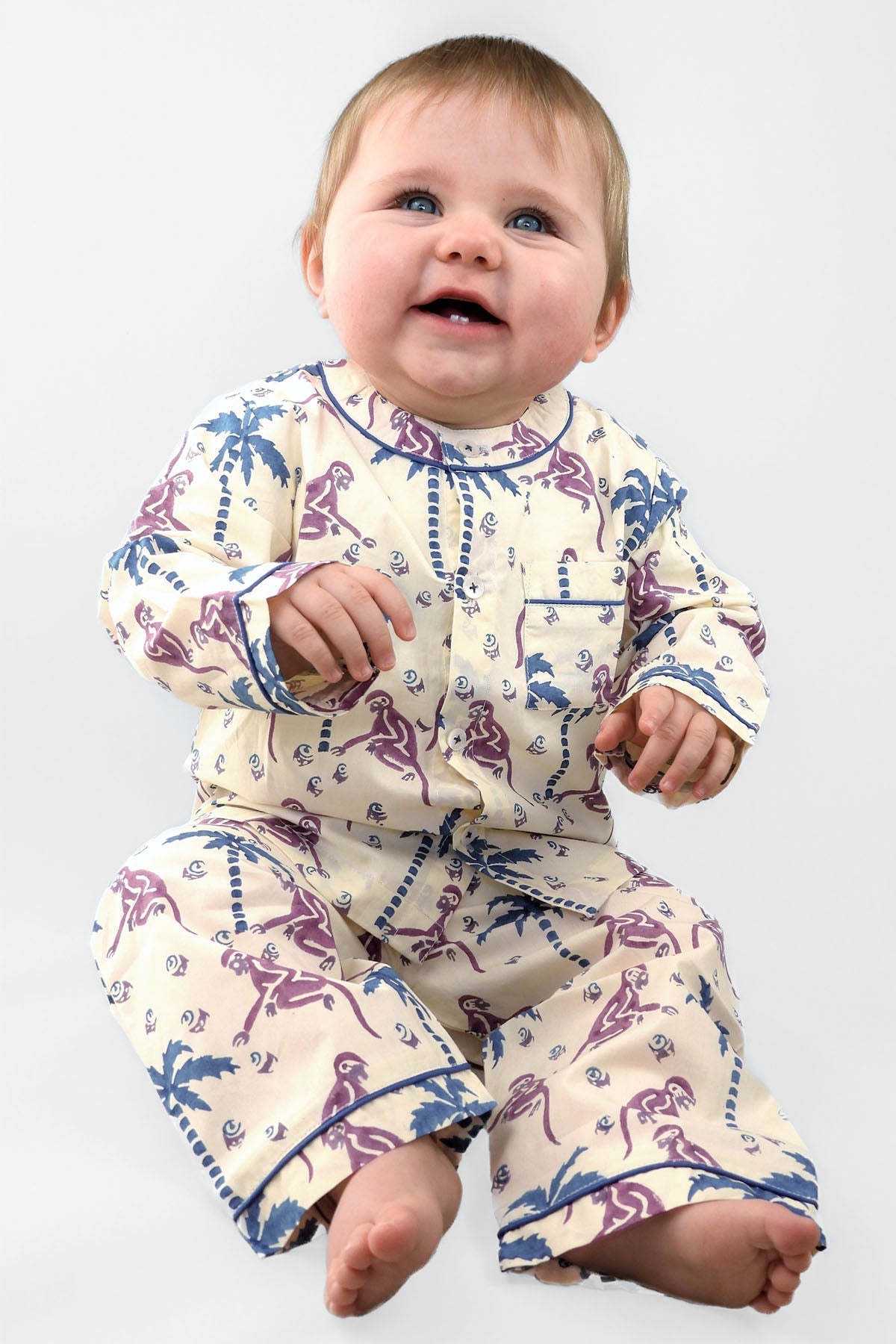 Natural baby sleep: monkey capers - organic cotton baby pyjama set | KIDDYKIND