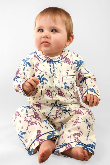 Natural baby sleep: monkey capers - organic cotton baby pyjama set | KIDDYKIND