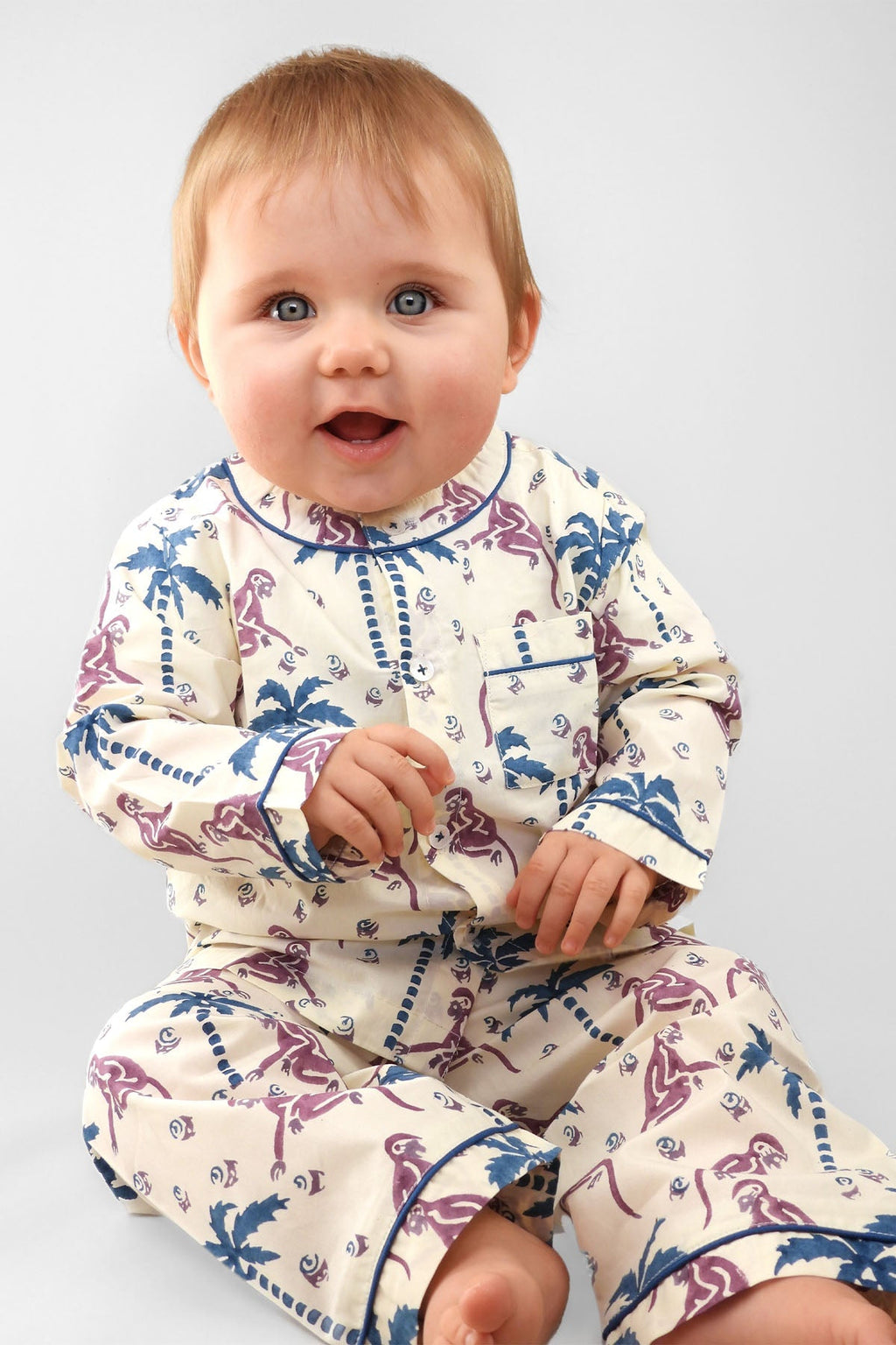 monkey capers - organic cotton baby pyjama set - Kutti Lulu