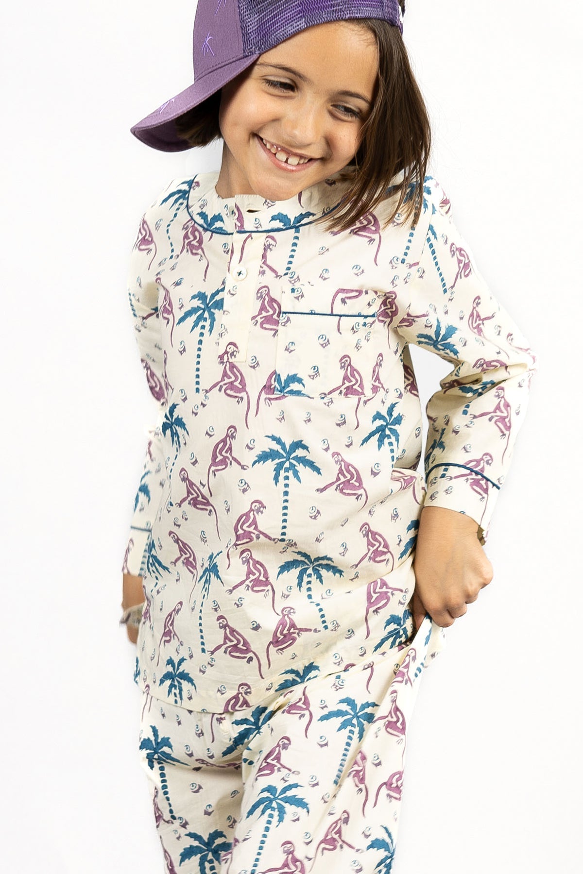 monkey capers - organic cotton kids pyjama set - Kutti Lulu
