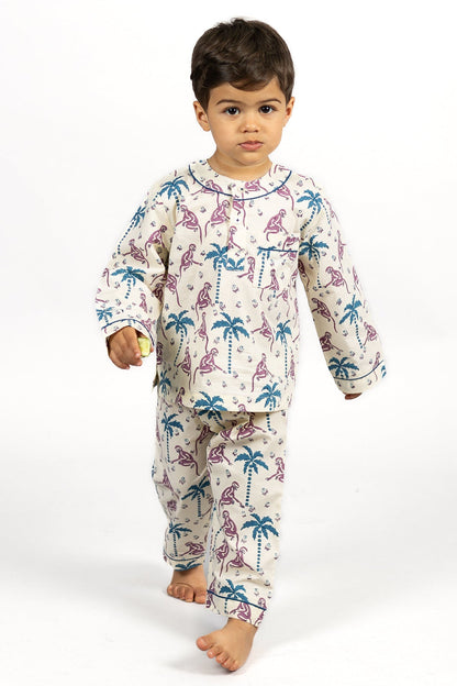 Natural baby sleep: monkey capers - organic cotton kids pyjama set | KIDDYKIND