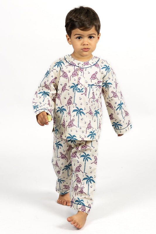 monkey capers - organic cotton kids pyjama set - Kutti Lulu