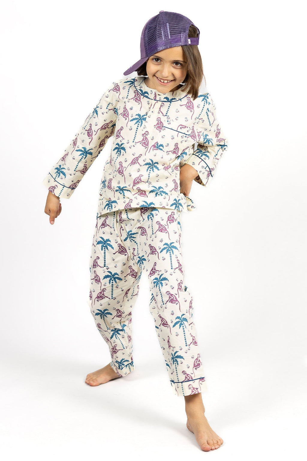 monkey capers - organic cotton kids pyjama set - Kutti Lulu