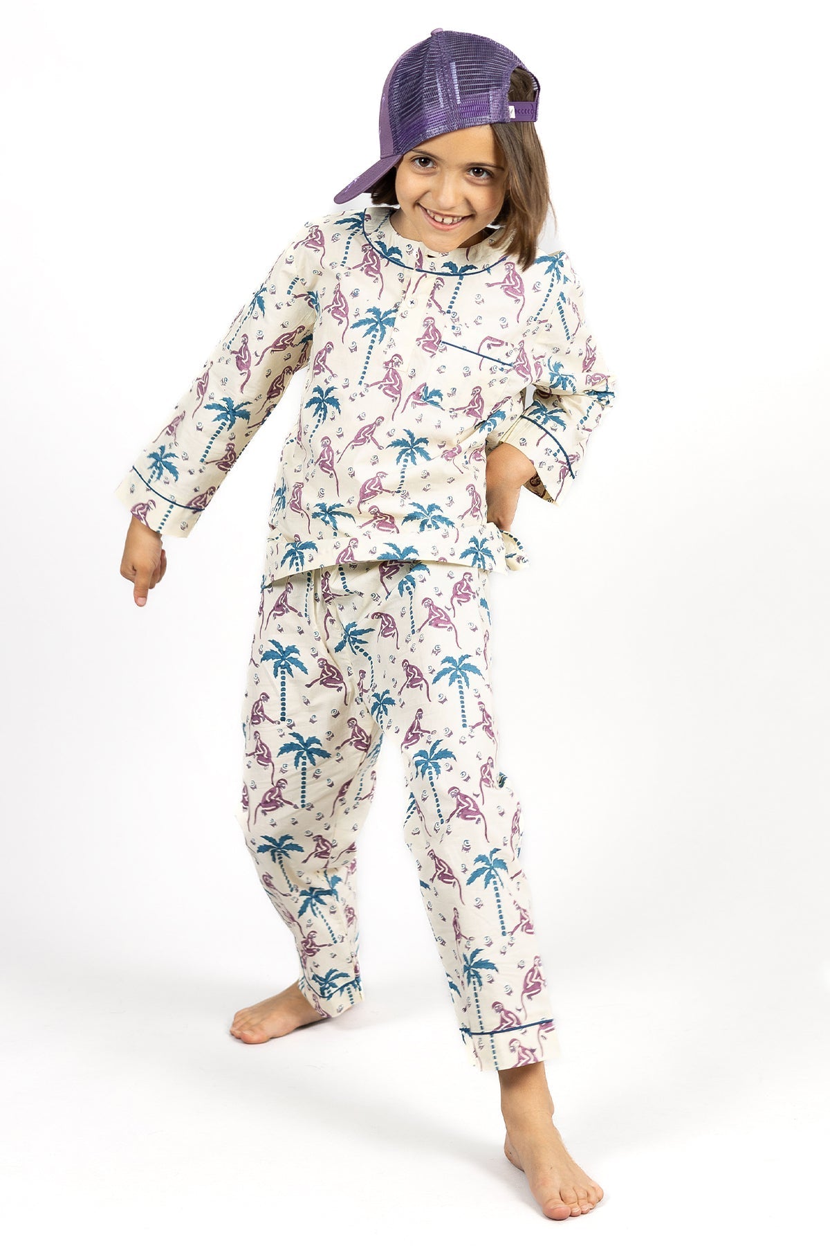 Natural baby sleep: monkey capers - organic cotton kids pyjama set | KIDDYKIND