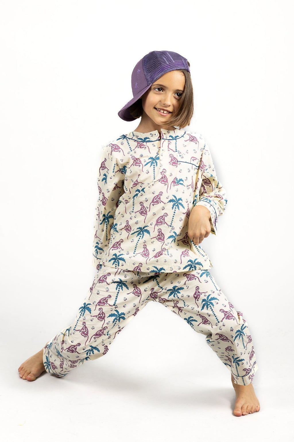 monkey capers - organic cotton kids pyjama set - Kutti Lulu