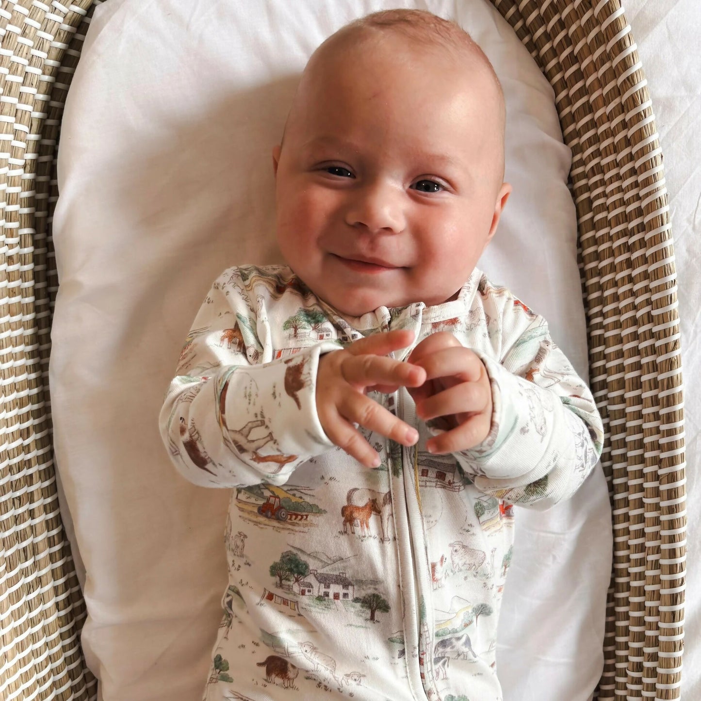 Natural baby sleep: Natural Organic Cotton and Bamboo Baby Sleepsuit - Farm | KIDDYKIND