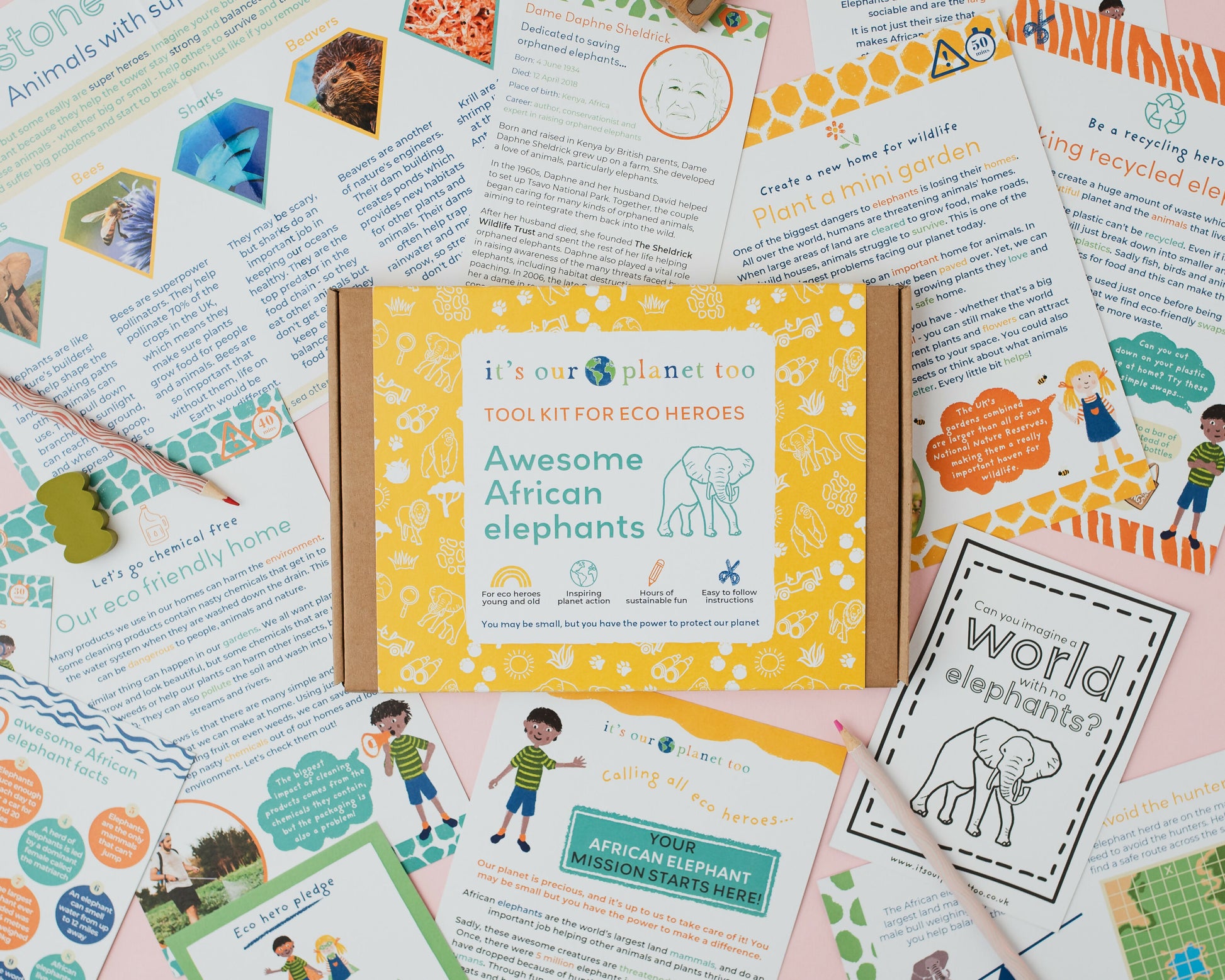 AWESOME AFRICAN ELEPHANTS - Children’s eco activity kit (Age 5+) | natural wooden toy for toddlers UK