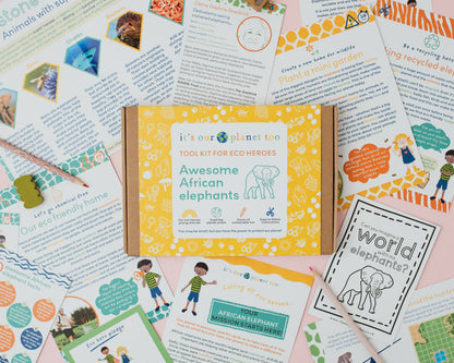 AWESOME AFRICAN ELEPHANTS - Children’s eco activity kit (Age 5+) | natural wooden toy for toddlers UK