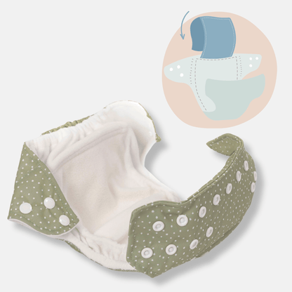 One Size All-In-One Reusable Cloth Nappy - Sage Gingham