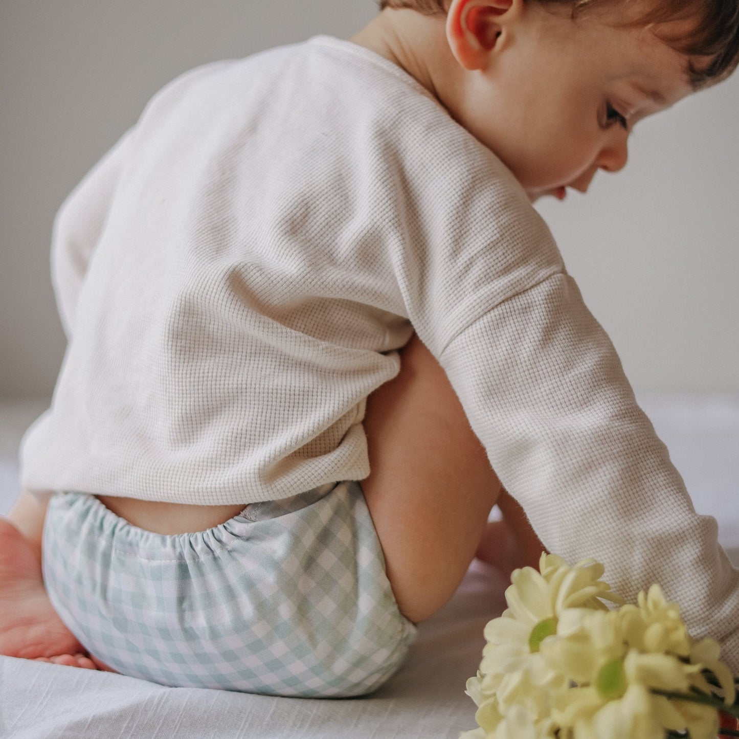 One Size All-In-One Reusable Cloth Nappy - Sage Gingham