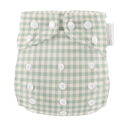 One Size All-In-One Reusable Cloth Nappy - Sage Gingham