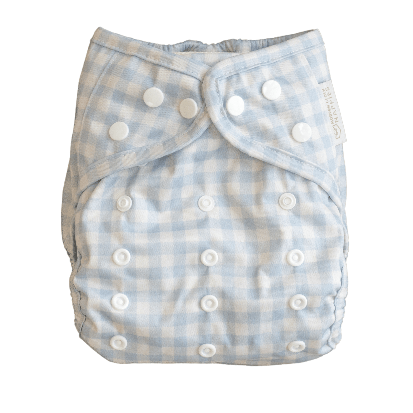 One Size Reusable Cloth Nappy Wrap - Blue Gingham