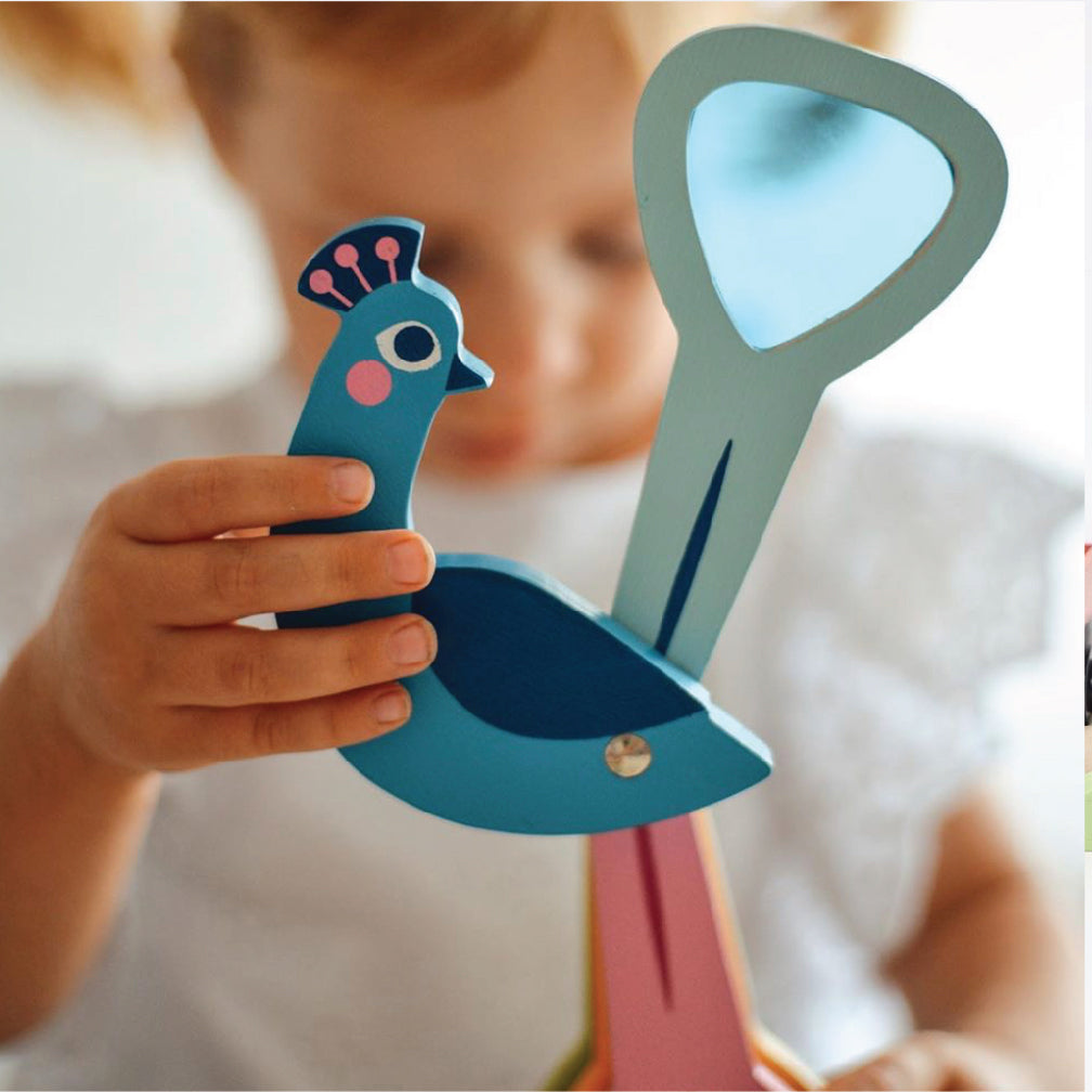 Rainbow Peacock Colours — Montessori wooden toy UK | KIDDYKIND