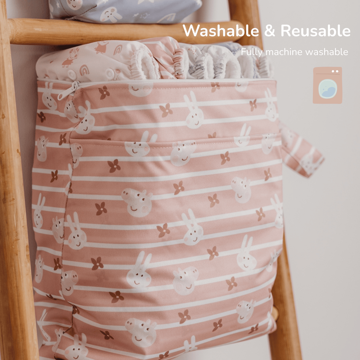 Peppa Pig Grab & Go Nappy Wet Bag - George Pig | Sage