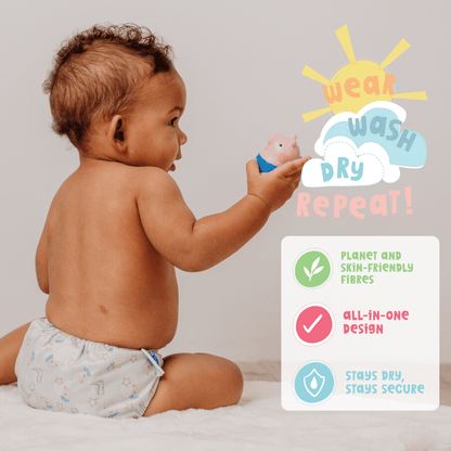 Peppa Pig One Size All-In-One Reusable Cloth Nappy - Pink Rainbows