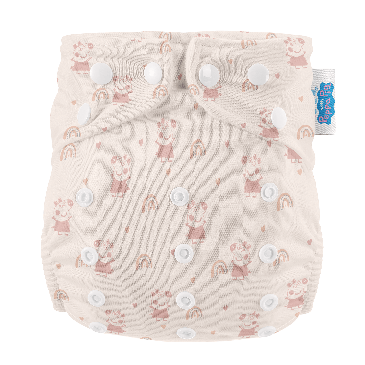 Peppa Pig One Size All-In-One Reusable Cloth Nappy - Pink Rainbows