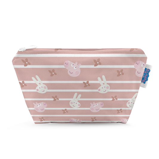 Peppa Pig Small Reusable Cloth Wipe Wet Bag - Blush Stripe
