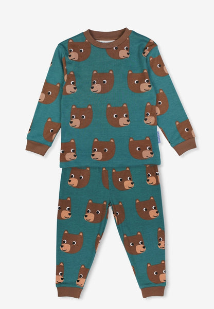 Organic Brown Bear Print Pyjamas - Toby Tiger