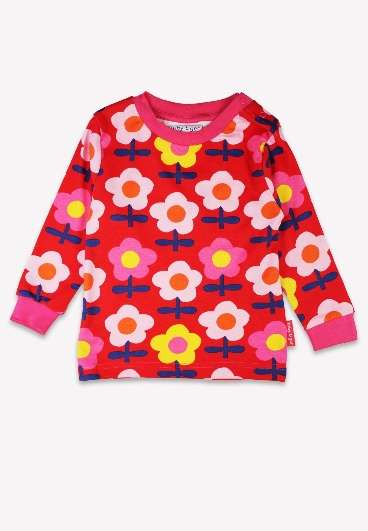 Organic baby bedding: Organic Pink Flower Print Pyjamas | KIDDYKIND