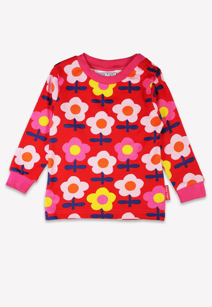 Organic baby bedding: Organic Pink Flower Print Pyjamas | KIDDYKIND