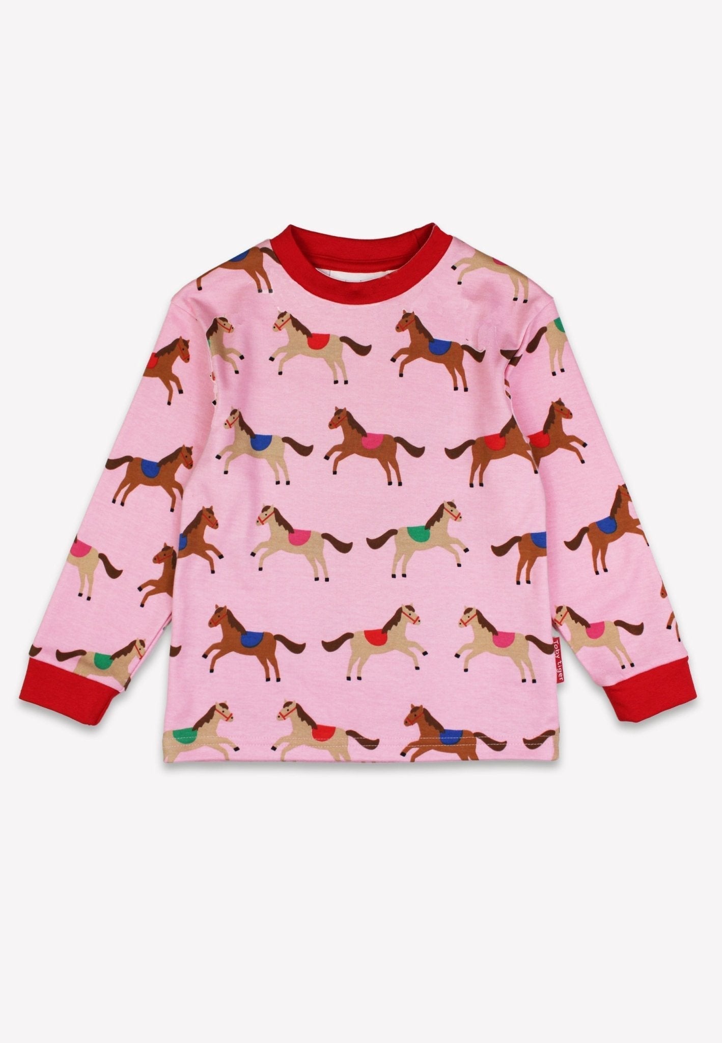 Organic Pink Horse and Pony Print Pyjamas - Toby Tiger