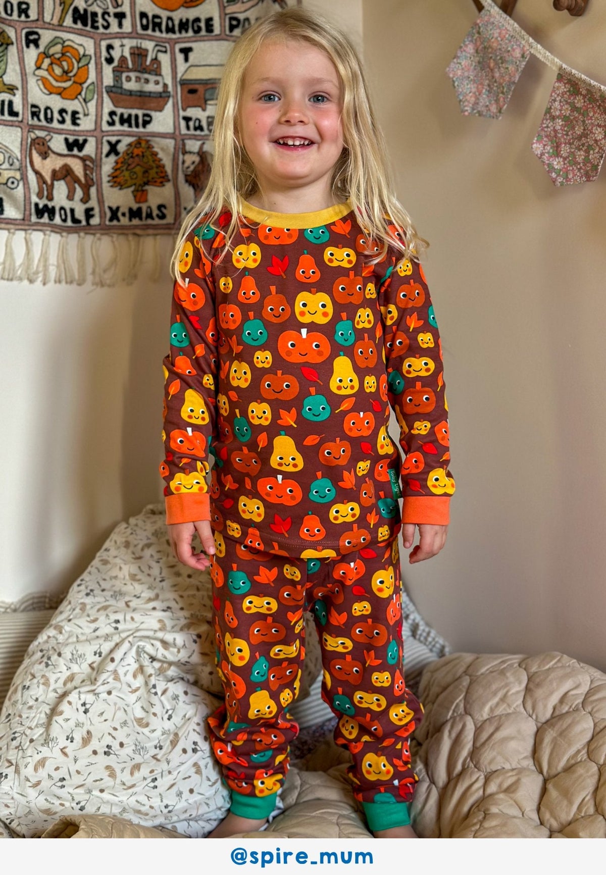Organic Pumpkin Print Pyjamas by Toby Tiger | Kiddykind