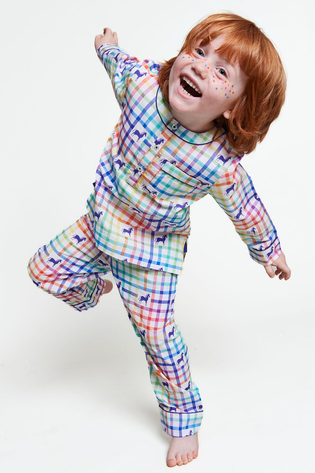 unicorn rainbow mosaic - organic cotton kids pyjama set