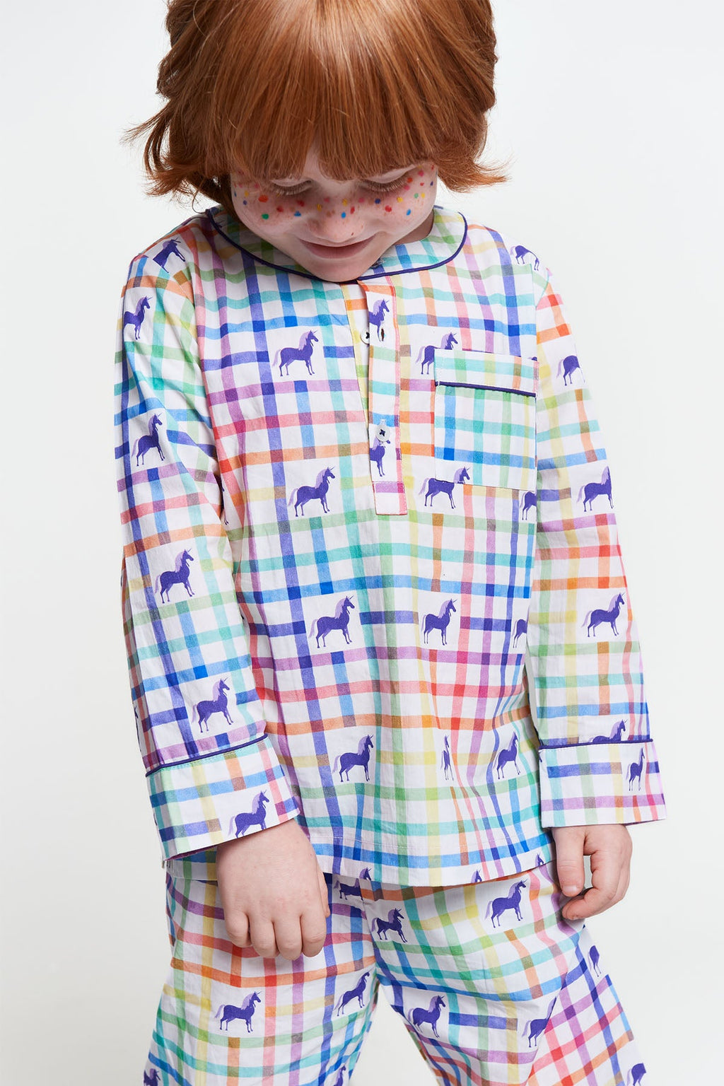 unicorn rainbow mosaic - organic cotton kids pyjama set
