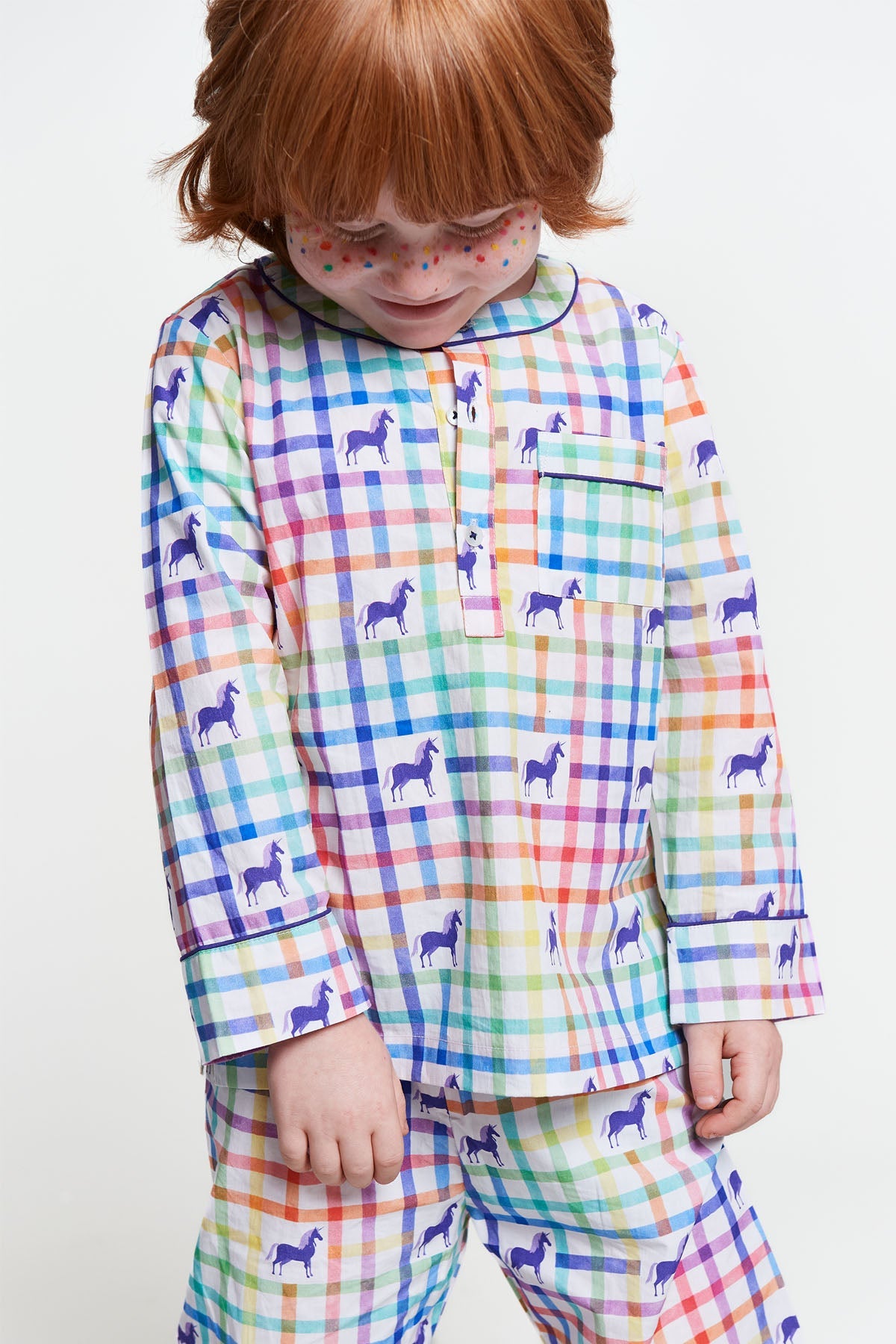 unicorn rainbow mosaic - organic cotton kids pyjama set