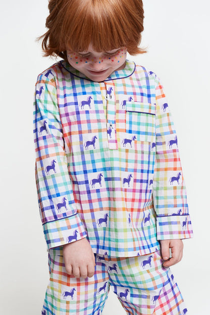 unicorn rainbow mosaic - organic cotton kids pyjama set