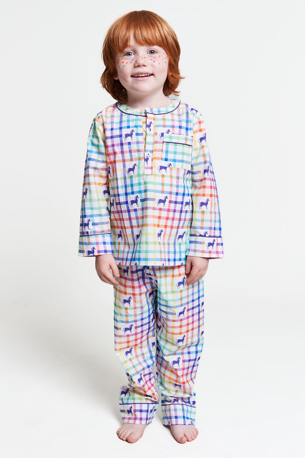 unicorn rainbow mosaic - organic cotton kids pyjama set