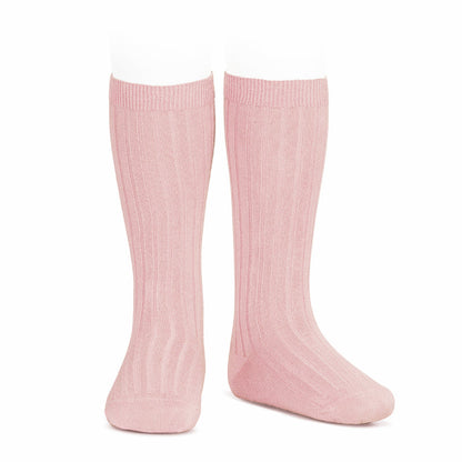 Ribbed Knee High Socks - Dusty Pink
