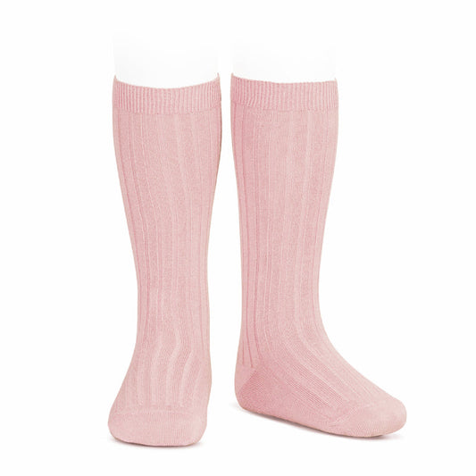 Ribbed Knee High Socks Dusty Pink