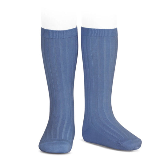 Ribbed Knee High Socks French Blue