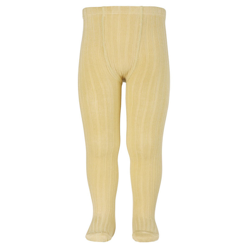 Ribbed Tights - Pale Yellow