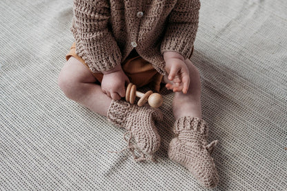 neutral organic cotton tie booties