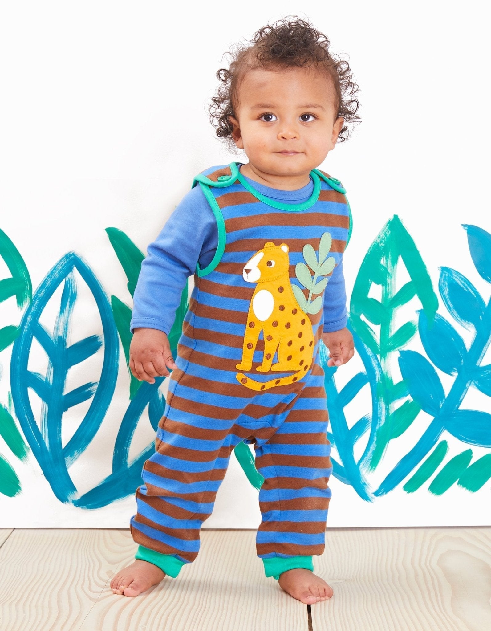 Organic Leopard Applique Slungarees - Toby Tiger