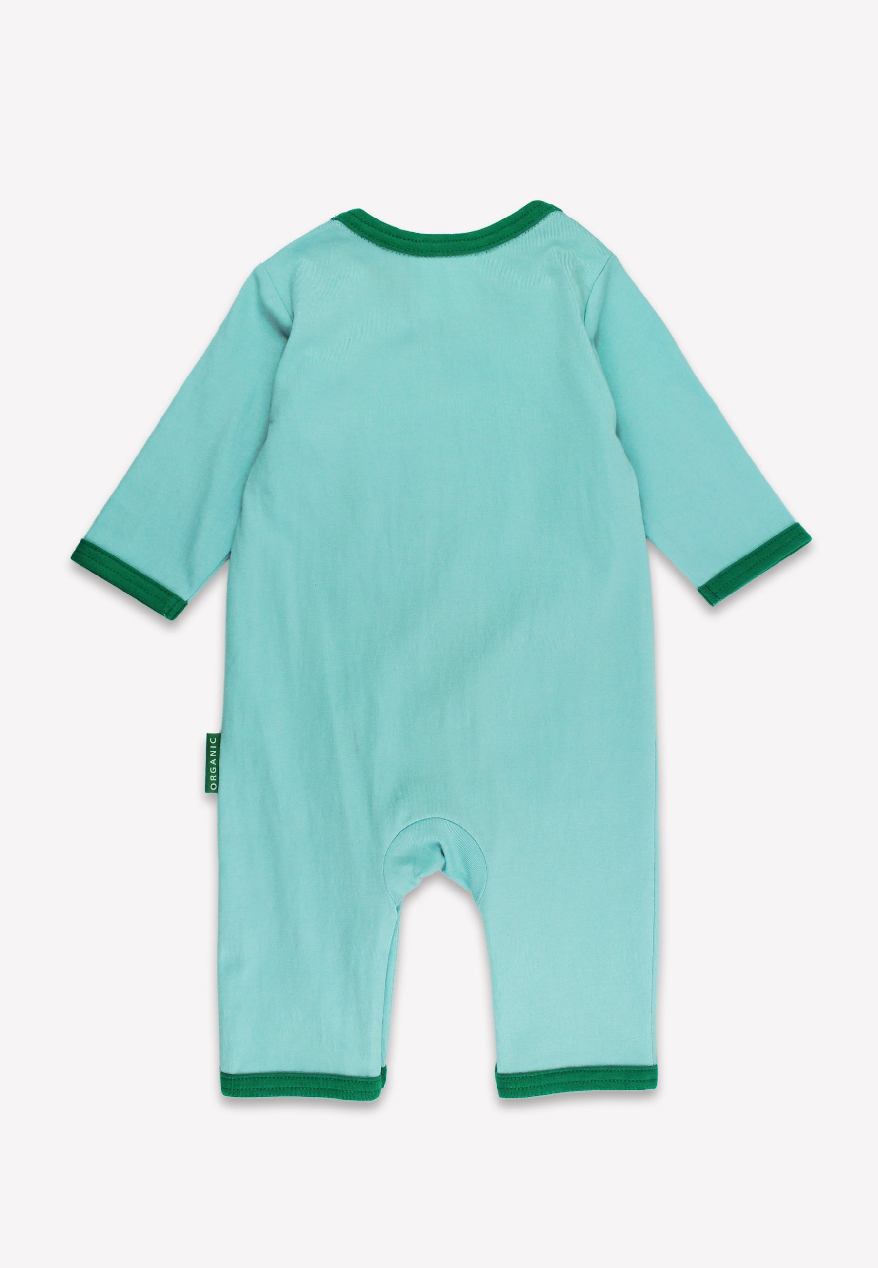 Natural baby sleep: Organic Sheep Applique Blue Sleepsuit | KIDDYKIND