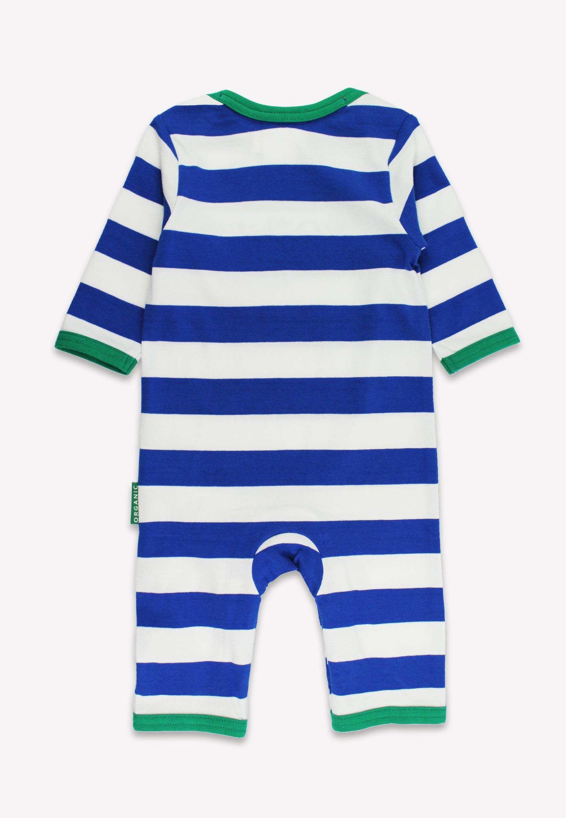 Organic Brother Applique Blue Stripe Sleepsuit | organic baby sleepwear UK — KIDDYKIND