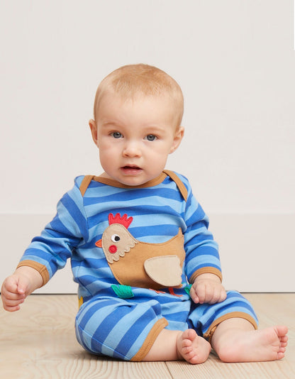 Organic Clucky Chicken Applique Sleepsuit