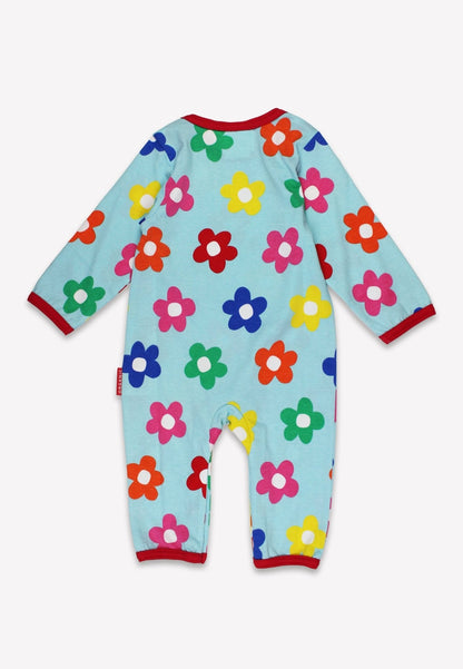 Organic Rainbow Bloom Bunny Applique Sleepsuit | organic cotton kids pyjamas UK
