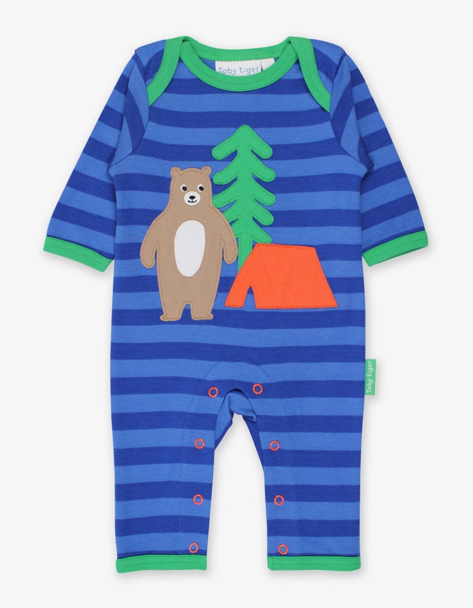 Natural baby sleep: Organic Camping Bear Applique Sleepsuit | KIDDYKIND
