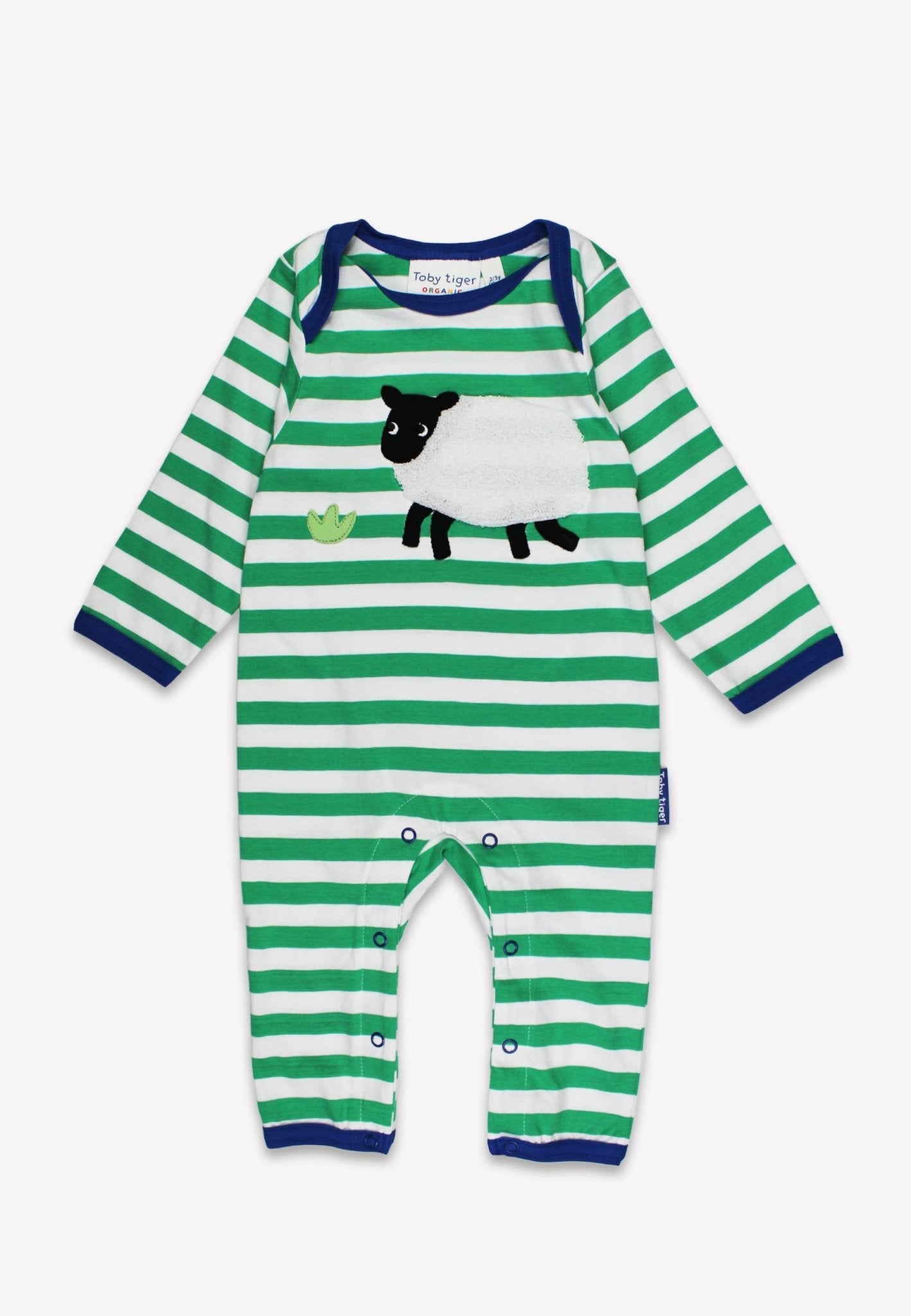Organic Hillside Sheep Applique Sleepsuit | organic baby sleepwear UK — KIDDYKIND