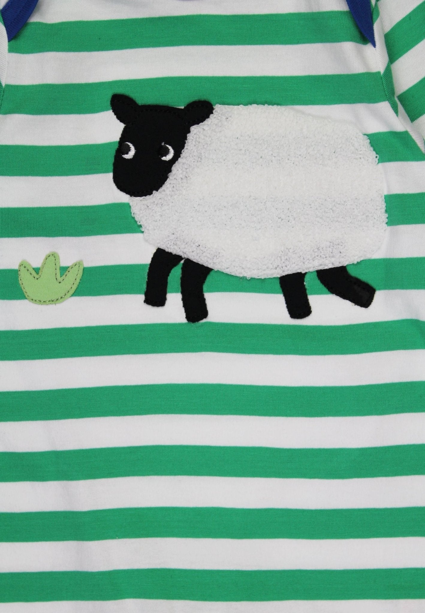 Organic Hillside Sheep Applique Sleepsuit | organic baby sleepwear UK — KIDDYKIND