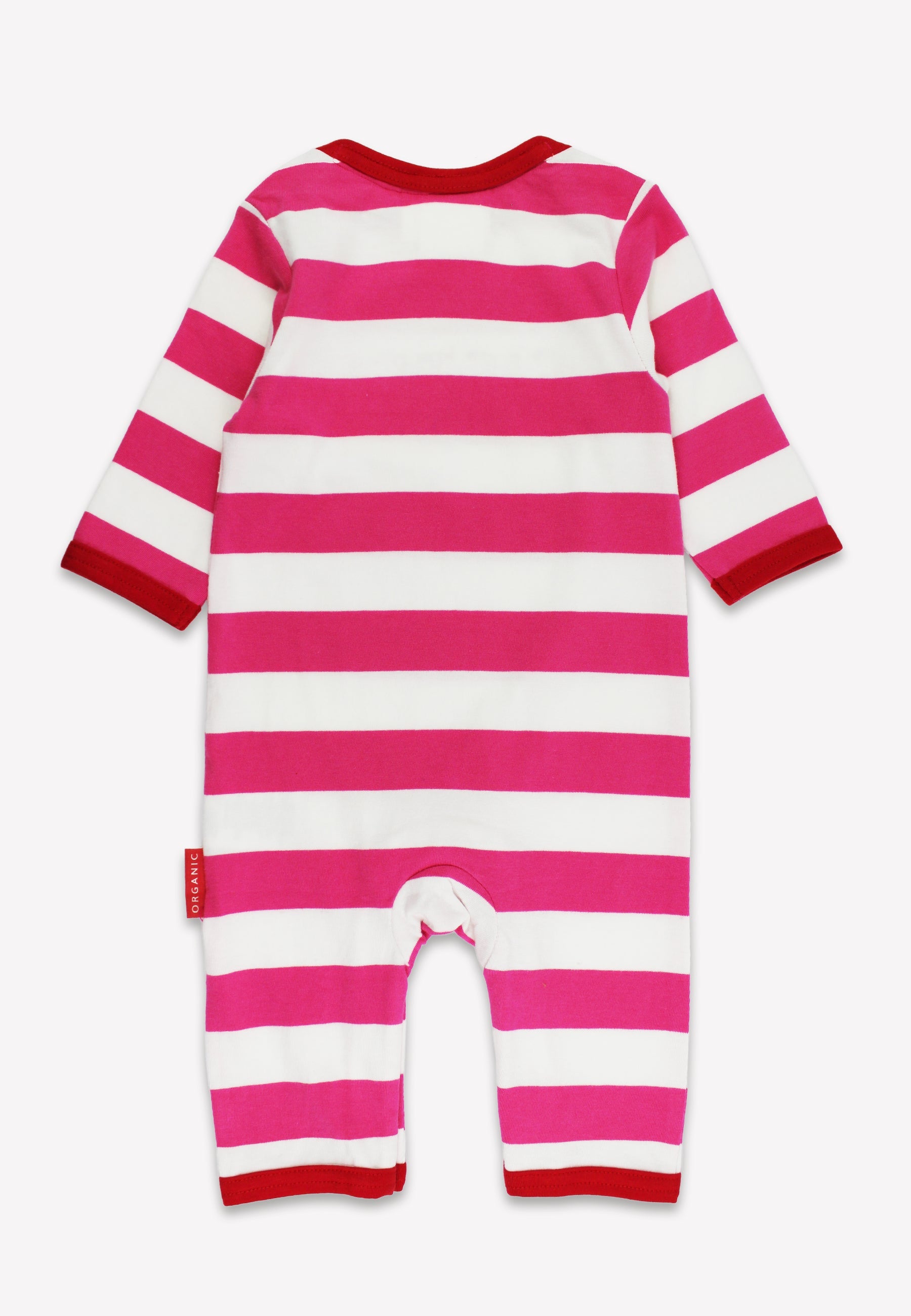 Organic baby bedding: Organic Sister Applique Pink Stripe Sleepsuit | KIDDYKIND