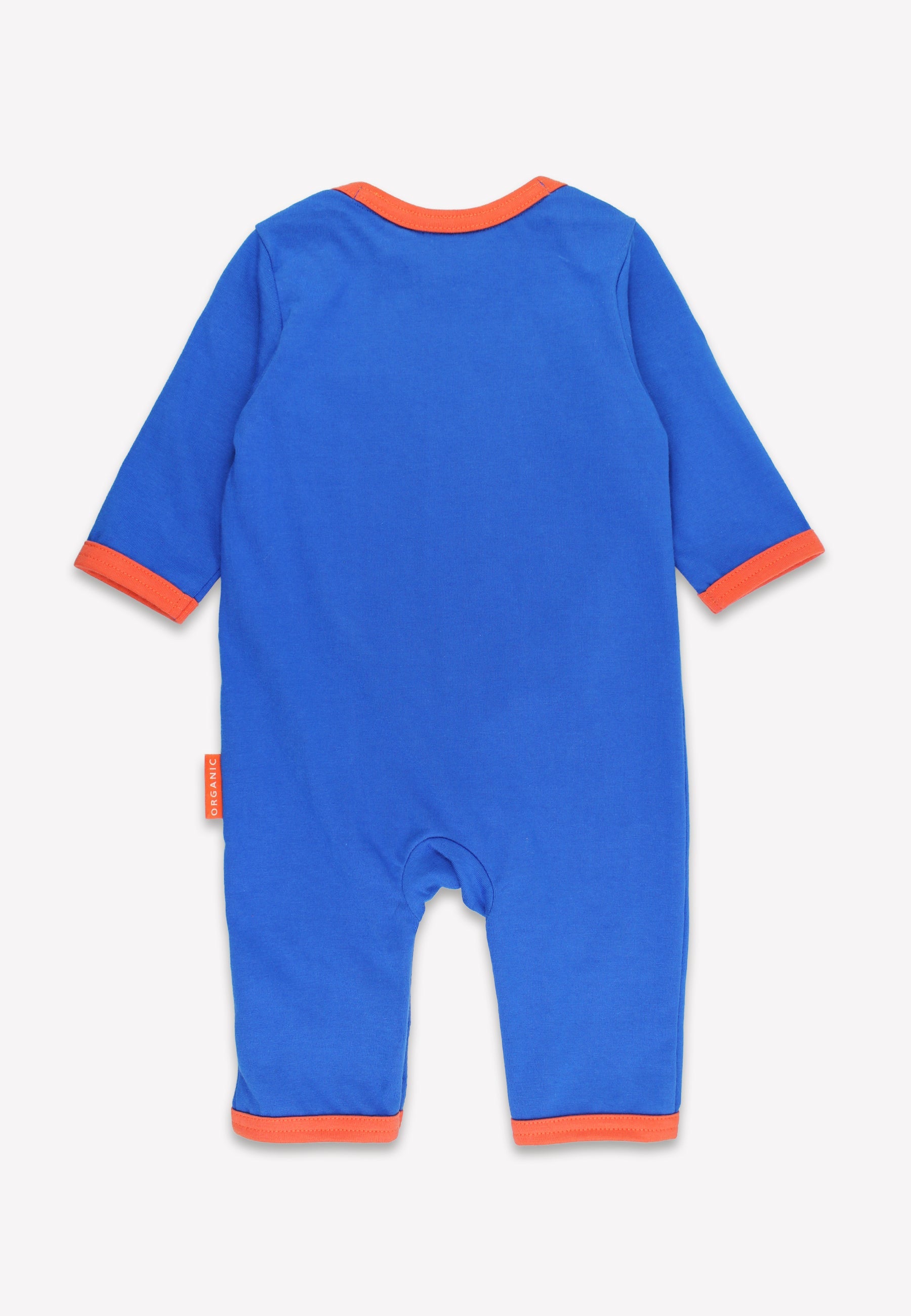 Organic Lion Applique Blue Sleepsuit | organic cotton kids pyjamas UK